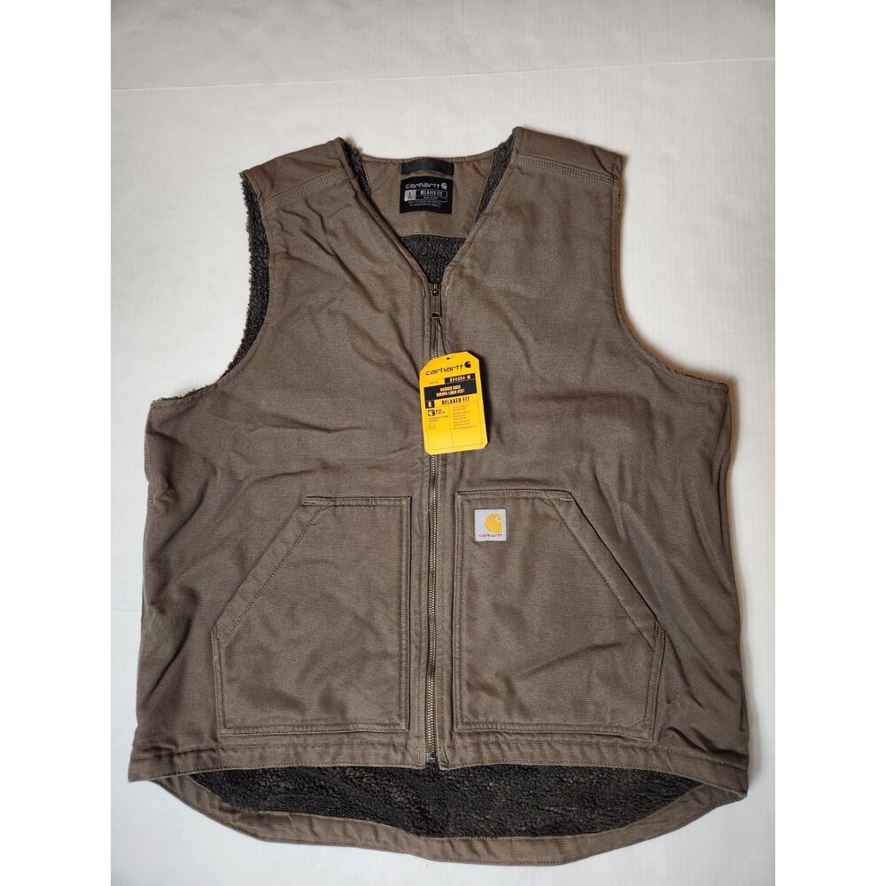 Carhartt Washed Duck Sherpa Lined Vest Large Tall Relaxed Fit